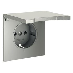 Накладка для розетки с заземлением, защитными шторками и крышкой S70 (сталь) / Voltum VLS000805