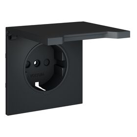 Накладка для розетки с заземлением, защитными шторками и крышкой S70 (графит) / Voltum VLS000807