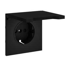 Накладка для розетки с заземлением, защитными шторками и крышкой S70 (черный матовый) / Voltum VLS000808