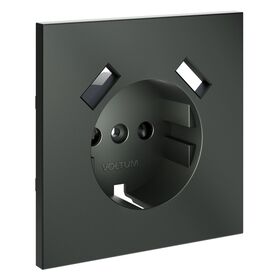 Накладка для розетки с заземлением и защитными шторками, с USB A+A S70 (титан) / Voltum VLS000906