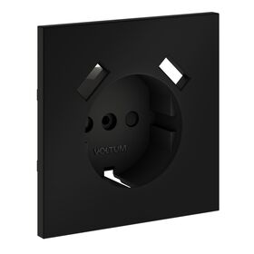 Накладка для розетки с заземлением и защитными шторками, с USB A+A S70 (черный матовый) / Voltum VLS000908