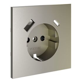 Накладка для розетки с заземлением и защитными шторками, с USB A+C S70 (шелк) / Voltum VLS001004