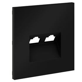 Накладка для розетки компьютерной двойной RJ45+RJ45 кат.6 S70 (черный матовый) / Voltum VLS001408
