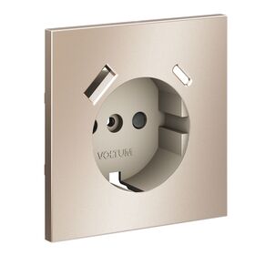 Накладка для розетки с заземлением и защитными шторками, с USB A+C S70 Metal (платина) / Voltum VLSM001010