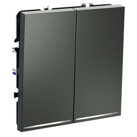 Проходной переключатель двухклавишный с подсветкой S70 (титан) / Voltum VLS020406