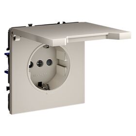 Розетка с заземлением, защитными шторками и крышкой S70 (кашемир) / Voltum VLS040303