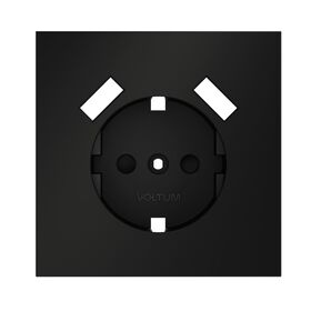Накладка для розетки с заземлением и защитными шторками, с USB A+A S70 (черный матовый) / Voltum VLS000908
