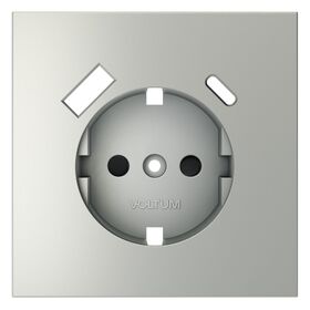 Накладка для розетки с заземлением и защитными шторками, с USB A+C S70 (сталь) / Voltum VLS001005