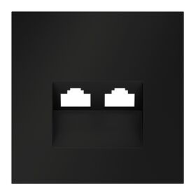 Накладка для розетки компьютерной двойной RJ45+RJ45 кат.6 S70 (черный матовый) / Voltum VLS001408