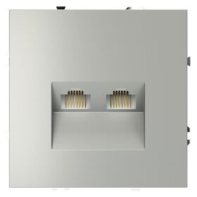 Розетка компьютерная двойная RJ45+RJ45 кат.6 S70 (сталь) / Voltum VLS060205