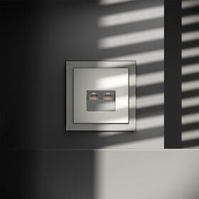 Розетка компьютерная двойная RJ45+RJ45 кат.6 S70 (сталь) / Voltum VLS060205