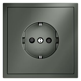 Розетка с заземлением и защитными шторками S70 (титан) / Voltum VLS040206