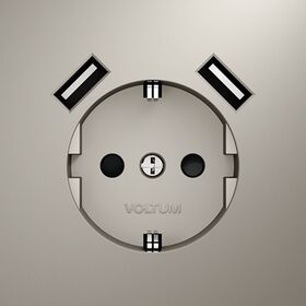 Розетка с заземлением и защитными шторками с USB A+A S70 (кашемир) / Voltum VLS040403