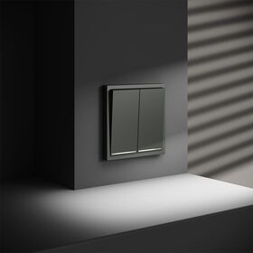 Проходной переключатель двухклавишный с подсветкой S70 (титан) / Voltum VLS020406