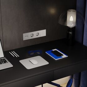 Розетка компьютерная двойная RJ45+RJ45 кат.6 S70 (сталь) / Voltum VLS060205