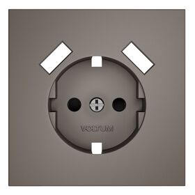 Накладка для розетки с заземлением и защитными шторками, с USB A+A S70 (капучино) / Voltum VLS000914