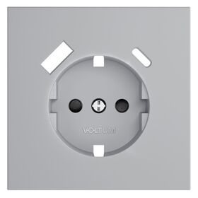 Накладка для розетки с заземлением и защитными шторками, с USB A+C S70 (серый) / Voltum VLS001016