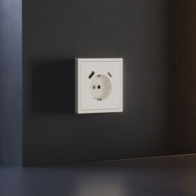 Накладка для розетки с заземлением и защитными шторками, с USB A+C S70 (хлопок) / Voltum VLS001013