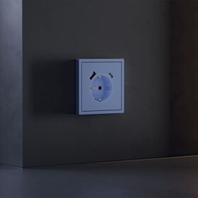 Накладка для розетки с заземлением и защитными шторками, с USB A+C S70 (деним) / Voltum VLS001015