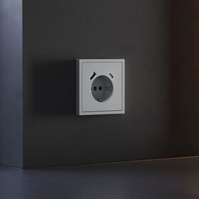 Накладка для розетки с заземлением и защитными шторками, с USB A+C S70 (серый) / Voltum VLS001016