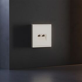 Накладка для розетки компьютерной двойной RJ45+RJ45 кат.6 S70 (хлопок) / Voltum VLS001413