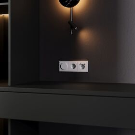 Накладка для розетки с заземлением и защитными шторками, с USB A+A S70 (серый) / Voltum VLS000916