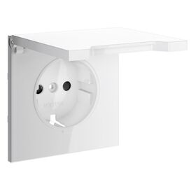 Накладка для розетки с заземлением, защитными шторками и крышкой S70 (белый глянцевый) / Voltum VLS000801