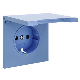 Накладка для розетки с заземлением, защитными шторками и крышкой S70 (деним) / Voltum VLS000815