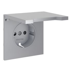 Накладка для розетки с заземлением, защитными шторками и крышкой S70 (серый) / Voltum VLS000816