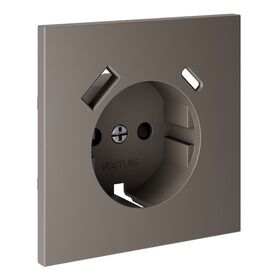 Накладка для розетки с заземлением и защитными шторками, с USB A+C S70 (капучино) / Voltum VLS001014