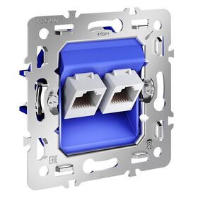 Механизм розетки компьютерной двойной RJ45+RJ45 кат.6, S70 / Voltum VLS0602M