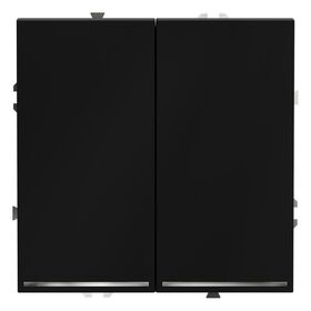 Проходной переключатель двухклавишный с подсветкой S70 (черный матовый) / Voltum VLS020408