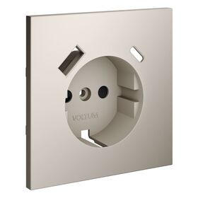 Накладка для розетки с заземлением и защитными шторками, с USB A+C S70 (кашемир) / Voltum VLS001003