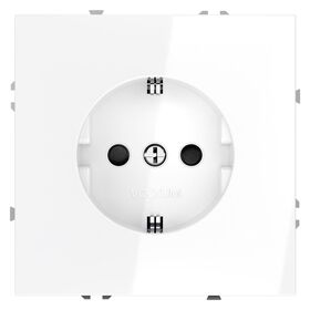 Розетка с заземлением и защитными шторками S70 (белый глянцевый) / Voltum VLS040201