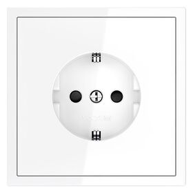 Розетка с заземлением и защитными шторками S70 (белый глянцевый) / Voltum VLS040201