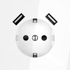 Розетка с заземлением и защитными шторками с USB A+A S70 (белый глянцевый) / Voltum VLS040401