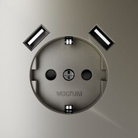 Розетка с заземлением и защитными шторками с USB A+A S70 (шелк) / Voltum VLS040404