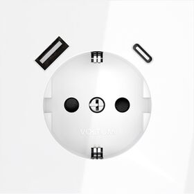 Розетка с заземлением и защитными шторками с USB A+С S70 (белый глянцевый) / Voltum VLS040501