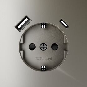 Розетка с заземлением и защитными шторками с USB A+С S70 (шелк) / Voltum VLS040504