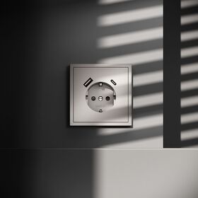 Розетка с заземлением и защитными шторками с USB A+С S70 (кашемир) / Voltum VLS040503