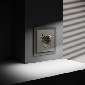 Розетка с заземлением и защитными шторками с USB A+A S70 (шелк) / Voltum VLS040404