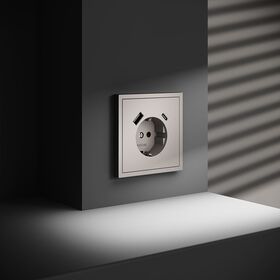 Розетка с заземлением и защитными шторками с USB A+С S70 (кашемир) / Voltum VLS040503