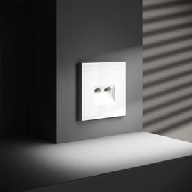 Розетка компьютерная двойная RJ45+RJ45 кат.6 S70 (белый глянцевый) / Voltum VLS060201