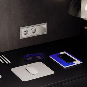 Выключатель двухклавишный с подсветкой S70 (шелк) / Voltum VLS020204