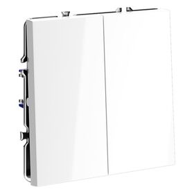 Выключатель двухклавишный S70 (белый глянцевый) / Voltum VLS020101