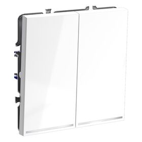 Проходной переключатель двухклавишный с подсветкой S70 (белый глянцевый) / Voltum VLS020401