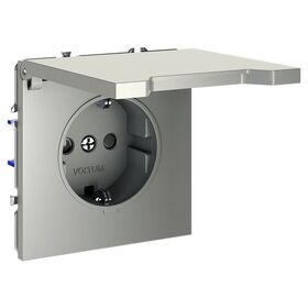 Розетка с заземлением, защитными шторками и крышкой S70 (шелк) / Voltum VLS040304