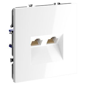 Розетка компьютерная двойная RJ45+RJ45 кат.6 S70 (белый глянцевый) / Voltum VLS060201