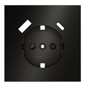 Накладка для розетки с заземлением и защитными шторками, с USB A+C S70 Metal (антрацит) / Voltum VLSM001012