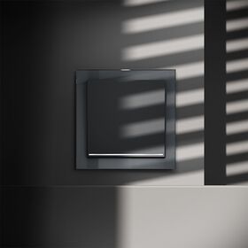Выключатель одноклавишный с подсветкой S70 (графит) / Voltum VLS010207